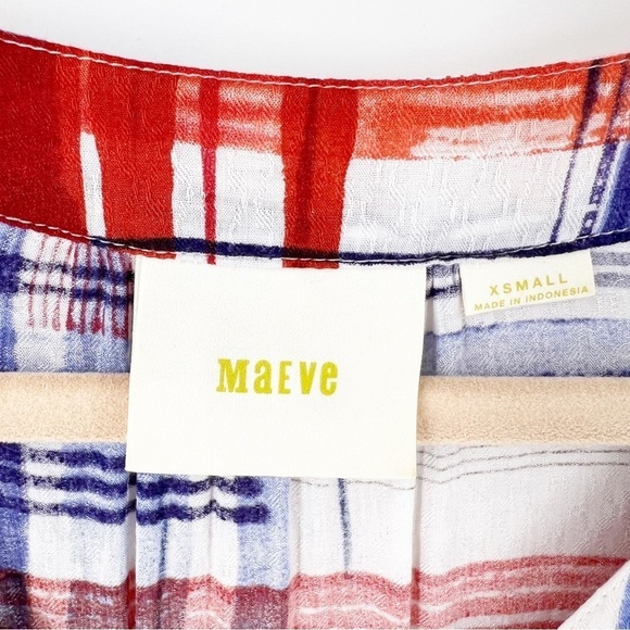 ✅ Anthropologie Maeve Lila Tunic Blouse X-Small BLUE/RED - Picture 5 of 7